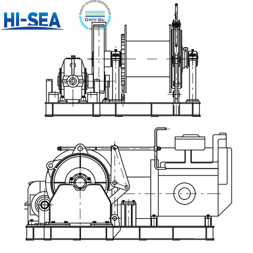 100kN Marine Single Diesel Drum Winch